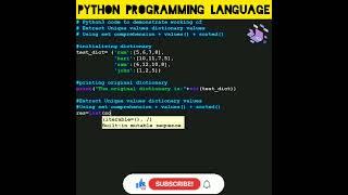 #python 93 To Extract Unique values dictionary values in Python  | Computer Programming | #shorts