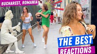 Beautiful Girls   in Bucharest, Romania   Best of the Best Reactions Human Statue Prank Part 2