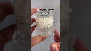 Flossing with threads… for braces  #flosstube #threadsapp #threads #LightForce #Braces #short