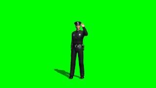 police officer regulates the traffic - differnet views - green screen effects - free use