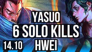 YASUO vs HWEI (MID) | 6 solo kills, 1300+ games, Rank 14 Yasuo | BR Master | 14.10