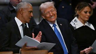 Obama, Trump Sit Next to Each Other at Carter Funeral