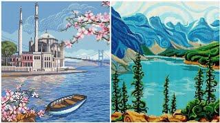 Natural Modran Scenery Cross Stitch Embroidery Pattern Ideas || Fareeha Creation