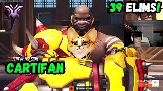 POTG! 39 ELIMS! CARTIFAN INSANE 39 ELIMS GAME - MIDTOWN - OVERWATCH 2 SEASON 14 TOP 500