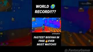 FASTEST BOOYAH IN FREE FIRE EVER!!!!MUST WATCH !! || WORLD RECORD⏺️....!!#ffrecord #ff #icc #rex