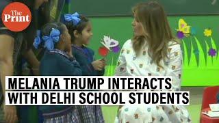 US First Lady, Melania Trump interacts with students in a Delhi school