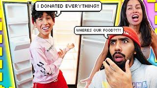 I *THREW OUT* ALL our FOOD PRANK on PARENTS!! *MY 1ST PRANK* | The Family Project