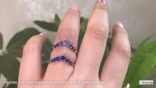 Large 7 Stone Sapphire Curved Wedding Rings Gradient and Sapphire Style