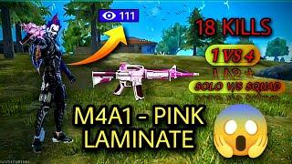 FREE FIRE SOLO VS SQUAD🪂| M4A1 - PINK LAMINATE |18 KILLS