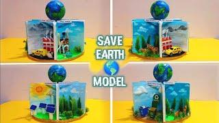 Save Earth Project model | environment model making using cardboard | save the earth project ideas