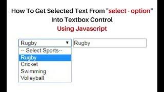 Javascript HTML element get selected select option text value notepad ++