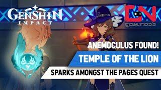 Genshin Impact Anemoculus Location - Temple of The Lion Sparks Amongst The Pages Quest