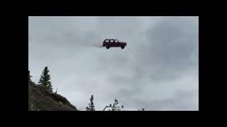 Car drives off cliff meme then explodes and this is abnormal