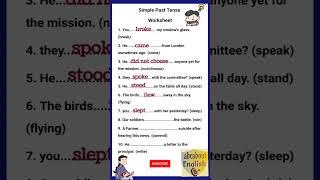 Simple Past Tense Exercise | Use Verb's correct form #shorts #tense