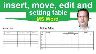 How to insert move and edit table in MS Word | Insert table and draw table