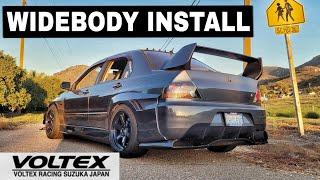 INSTALLING WIDE BODY REAR VOLTEX FENDERS ON MY EVO 9 MR