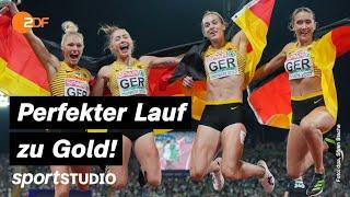Deutsche 4x100-m-Staffel läuft zum EM-Titel | European Championships München | sportstudio