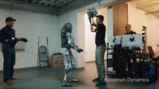 Robot kicks man in balls