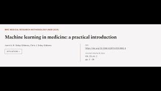 Machine learning in medicine: a practical introduction | RTCL.TV