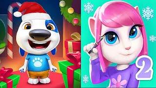 My Talking Hank islands vs My Talking Angela 2 Christmas update 2024 Santa Hank vs Elf Angela