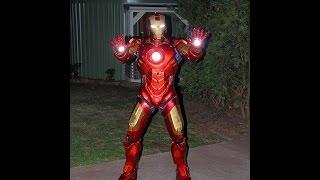 Builds By Baz - Steel Iron Man MK IV build #63 - Full suit-up, walk and systems test.