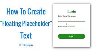 How to create Floating Placeholder Text in HTML & CSS - FL Developers