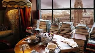 London Bookshop Cafe Ambience  English Tearoom, Coffee Shop Sounds & Relaxing Jazz Music