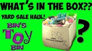 What's Inside the $2.00 Yard Sale MYSTERY BOX of TOYS?  Huge Toy Haul Unboxing by Bin's Toy Bin!