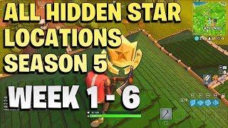 ALL Fortnite season 5 Hidden Battle Star Locations - Season 5 - week 1 to 6