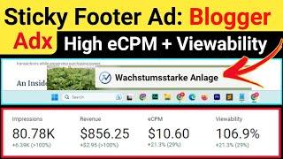 How To Place Sticky Footer Ad In Blogger | How To Place Google Adx Sticky Ads In Blogger