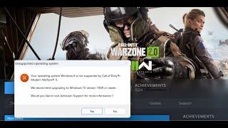Fix Call of Duty Warzone 2.0 Error Your Operating System Windows 8/7 Is Not Supported