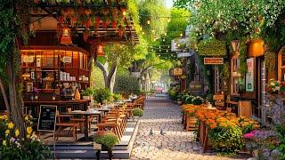 Morning Cafe Music - Relaxing Piano Jazz Music at Outdoor Coffee Shop Ambience for New Day Energy