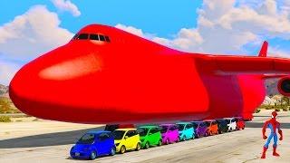 Color Small Cars Transportation on Biggest Airplane w Spiderman - GTA V Mods