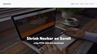 How to make shrink navbar on scroll using bootstrap | Sticky Navbar | Responsive Design