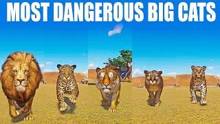Most Dangerous Big Cats Speed Race in Planet Zoo included Lion, Jaguar, Tiger, Cougar, Leopard
