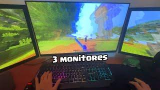 Assim é a sensação de jogar com 3 Monitores no Minecraft - POV