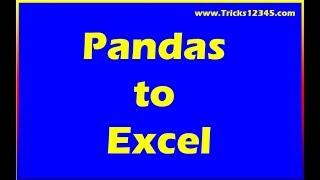 Python: Pandas To Excel