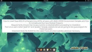 How to install OpenJDK 21 in Manjaro Linux 23 with JAVA_HOME Environment Variable