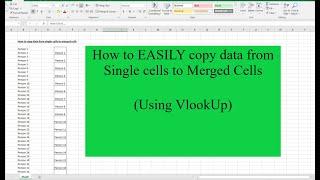 How To Copy Data From Single Cells To Merged Cells Using VlookUp