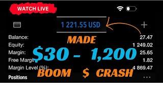 WATCH HOW I TURNED $30 TO $1,200. THIS STRATEGY WORKS EVERY TIME ON BOOM AND CRASH.