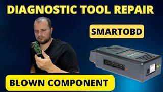 Diagnostic tool SMARTOBD OBD2 repair - blown components and short circuit