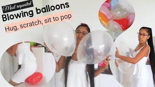 ASMR | blow to pop balloon | SIT/HUG TO POP