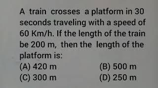 A train crosses a platform in 30 seconds traveling with a speed of 60 Km/h. If the length of the tra