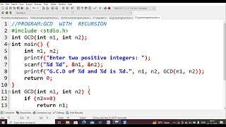 23.C program to find GCD (greatest common divisor) of two numbers using recursive function | C LAB