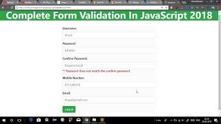 Complete Form Validation in JavaScript With Source Code 2018 [Eng]
