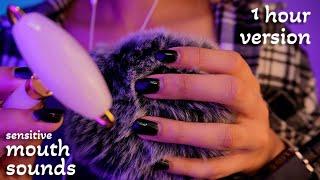 [1 HOUR VERSION] *CLOSE MOUTH SOUNDS* & Close Up Visual Triggers (& fluffy mic scratches) ~ ASMR