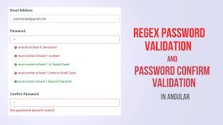 Password confirm validation | strength validation | special characters (regex) validation in angular