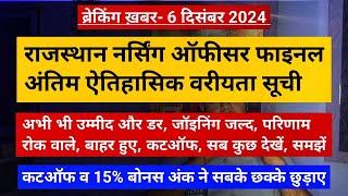 राजस्थान नर्सिंग ऑफिसर फाइनल अंतिम सूची जारी, कटऑफ व 15% बोनस ने छक्के छुड़ाए, उम्मीद-डर-जॉइन-होल्ड