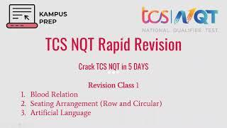 TCS NQT 2021 Cracker | Rapid Revision Class 1 | May Series #tcsnqt2021 #reasoningability