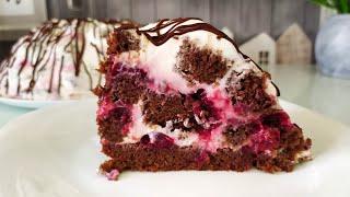 Cake "Pancho" with cherries and sour cream! Simple and very tasty!